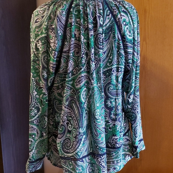 Michael michael kohrs blue green paisley sheer top - Picture 5 of 7